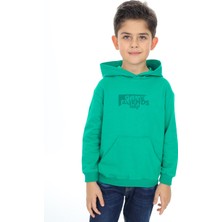 Toontoy Erkek Çocuk Relax Fit Kapüşonlu Cepli Düşük Omuz Baskılı Sweatshirt - 2 Iplik