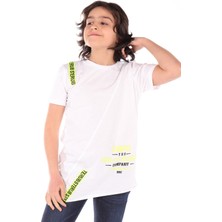 Toontoy Erkek Çocuk Baskılı Bisiklet Yaka Kısa Kollu Asimetrik Tişört