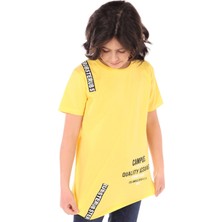 Toontoy Erkek Çocuk Baskılı Bisiklet Yaka Kısa Kollu Asimetrik Tişört