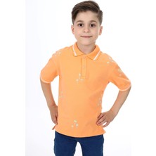 Toontoy Erkek Çocuk Baskılı Polo Yaka Düğmeli Kısa Kollu Tişört