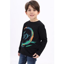 Toontoy Erkek Çocuk Baskılı Bisiklet Yaka Uzun Kollu Tişört