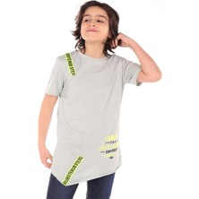 Toontoy Erkek Çocuk Baskılı Bisiklet Yaka Kısa Kollu Asimetrik Tişört