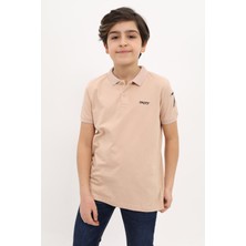 Toontoy Erkek Çocuk Baskılı Polo Yaka Düğmeli Kısa Kollu Tişört
