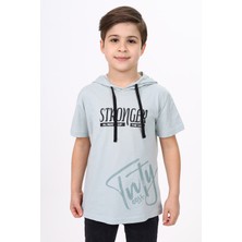 Toontoy Erkek Çocuk Baskılı Kapüşonlu Kısa Kollu Tişört