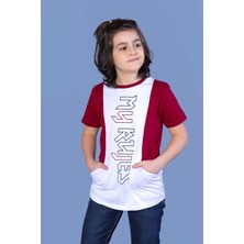 Toontoy Erkek Çocuk Baskılı Bisiklet Yaka Cepli Kısa Kollu Tişört - Renk Bloklu