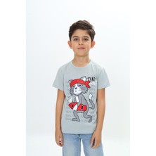 Toontoy Erkek Çocuk Baskılı Bisiklet Yaka Kısa Kollu Tişört