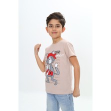 Toontoy Erkek Çocuk Baskılı Bisiklet Yaka Kısa Kollu Tişört