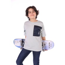 Toontoy Erkek Çocuk Baskılı Bisiklet Yaka Kısa Kollu Tişört - Cep Detaylı