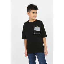 Toontoy Erkek Çocuk Baskılı Bisiklet Yaka Kısa Kollu Tek Cepli Tişört