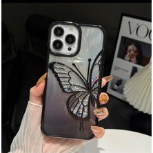 Epro iPhone 14 Pro Max Uyumlu 3 Boyutlu Kelebek Desenli Sulu Simli Kamera Koruma Çıkıntılı Kılıf