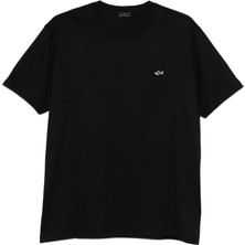 Paul & Shark Erkek Regular Fit Ribanalı Yakalı Metalik Logo Detaylı Pamuklu Kısa Kollu Siyah T-Shirt 99311005A-011