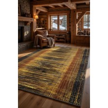 Kilim Home Sarı Siyah Soyut Fırça Darbe Desenli Modern Halı - Enerjik Soyut Sanat Salon Halısı