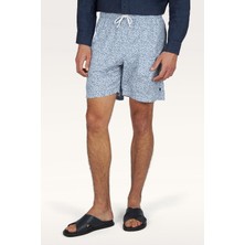 Paul & Shark Erkek Geometrik Desenli Çabuk Kuruyan Kumaş Beli Lastikli Mavi Mayo 26415080-G60