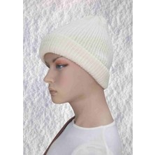 Hsc Bilişim El Örgüsü Doğal Yün ve Akrilik Karışımlı Sıcacık Kış Beresi Krem Renk