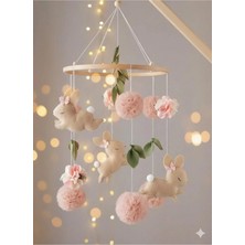 Müzik Trendmetfıq El Emeği Keçe Bebek Dönencesi Aydedeli Ayıcık Figürlü Beşik ve Park Yatak Oyuncağı