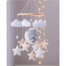 Müzik Trendmetfıq El Emeği Keçe Bebek Dönencesi Aydedeli Ayıcık Figürlü Beşik ve Park Yatak Oyuncağı