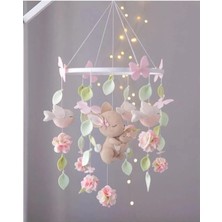 Metfiq (Müziksiz)Ayıcık Gelişim Odaklı Beşik Yanı Keçe Dönence Bebek Çocuk Odası Süsü