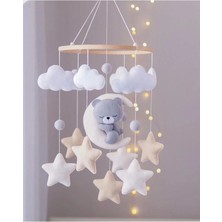 Metfiq (Müziksiz)Ayıcık Gelişim Odaklı Beşik Yanı Keçe Dönence Bebek Çocuk Odası Süsü