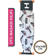 Asev Home Ütü Masası Kılıfı Büyük Boy İpli Stoperli Keçeli Kılıfı Örtüsü Bezi 55 x 140 cm Istanbul