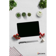 Feyza Design Şık Siyah Cam Kesme Tablası 20CM x 30CM, Pratik ve Şık Mutfak Gereci