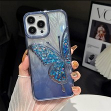 Epro iPhone 14 Pro Max Uyumlu 3 Boyutlu Kelebek Desenli Sulu Simli Kamera Koruma Çıkıntılı Kılıf