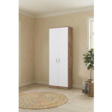 İNDEPPO Loft 2 Kapaklı Çok Amaçlı Dolap (Ceviz - Beyaz)