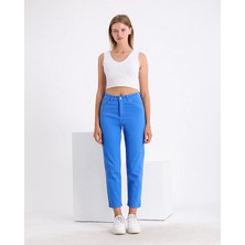 Kadın Yüksek Bel Power Likralı Mom Jean
