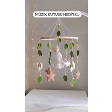 Ahşap Kasnaklı Yenidoğan Bebek Dönencesi - Baby Shower Hediyesi Müzikli Beşik Oyuncağı