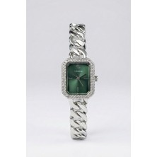 inStyle Kare Zümrüt Çerçeve Zarif Gümüş Kadın Kol Saati