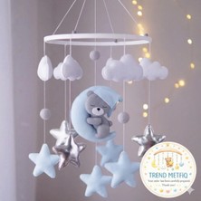 El Yapımı Keçe Bebek Dönencesi - Safari Tavşan Ayıcık Temalı Bebek Odası Süsleme Hediyesi Müzikli