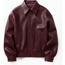 Çerme Oversize Unisex Vintage Bordo Deri Ceket