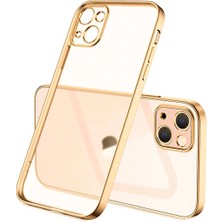 iPhone 13 Mini Renkli Kenar Şeffaf Kılıf Kamera Korumalı Silikon KILIF-(5775)