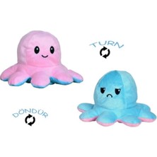 Top Rock Store Mod Değiştiren Ahtapot Duygulu Iki Yüzlü Peluş Oyuncak 20 cm Hediyelik Uyku Arkadaşı