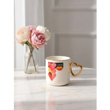 Tohana Gold Saplı Kalp Figürlü Porselen Kupa