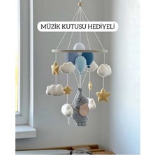Ahşap Kasnaklı Yenidoğan Bebek Dönencesi - Baby Shower Hediyesi Müzikli Beşik Oyuncağı