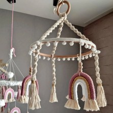 Metfiq Makrome Dönence Bebek Dönencesi Bebek Beşik Aksesuar El Yapımı Bebek Cocuk Odası Aksesuar