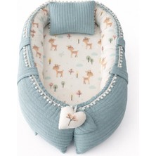 Jaju Baby Yeşil Örgü Kumaş Ceylan Tasarım Ponponlu Babynest