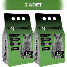 Wondersand Kokusuz Naturel Ince Tane Topaklanan Kedi Kumu 10 Lt x 2 Adet