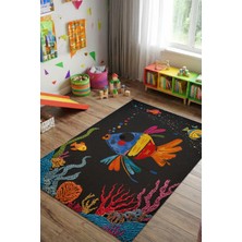 The Reef Design The Reef Renkli Balık Desenli Çocuk Halısı Yıkanabilir Kaymaz Dijital Baskılı Oyun Halısı