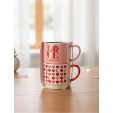 Tohana İkili Kalpli Porselen Kupa