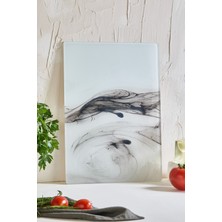 Feyza Design Şık Mermer Cam Kesme Tahtası 25X35, Isıya ve Kırılmazlığa Dayanıklı