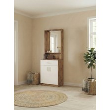 İNDEPPO Loft Portmanto Askılı 2 Kapaklı (Ceviz - Beyaz)