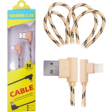 Ally Iphone Lightning  Eğik Başlı Halat USB Kablo 1METRE-(5775)