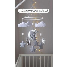 Ahşap Kasnaklı Yenidoğan Bebek Dönencesi - Baby Shower Hediyesi Müzikli Beşik Oyuncağı