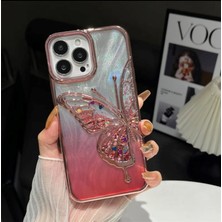 Epro iPhone 14 Pro Max Uyumlu 3 Boyutlu Kelebek Desenli Sulu Simli Kamera Koruma Çıkıntılı Kılıf