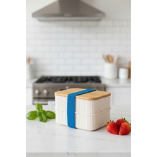 Royal Gross 2’li Set Bambu Kapaklı Sızdırmaz Erzak Saklama Kabı 0,5+0,5 Lt Mutfak Organizeri Bakliyat Seti Mavi