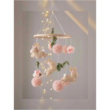 Metfiq (Müziksiz)Ayıcık Gelişim Odaklı Beşik Yanı Keçe Dönence Bebek Çocuk Odası Süsü