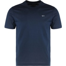 Paul & Shark Erkek Regular Fit Ribanalı Yakalı Metalik Logo Detaylı Pamuklu Kısa Kollu Lacivert T-Shirt 99311005A-013