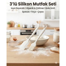 Feyza Design Set: 3'lü Beyaz Silikon Mutfak Gereçleri, Isıya Dayanıklı, Çok Amaçlı