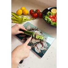 Feyza Design Şeffaf Cam Kesme Tablası, 17X29 Cm, Dayanıklı ve Şık Tasarım
